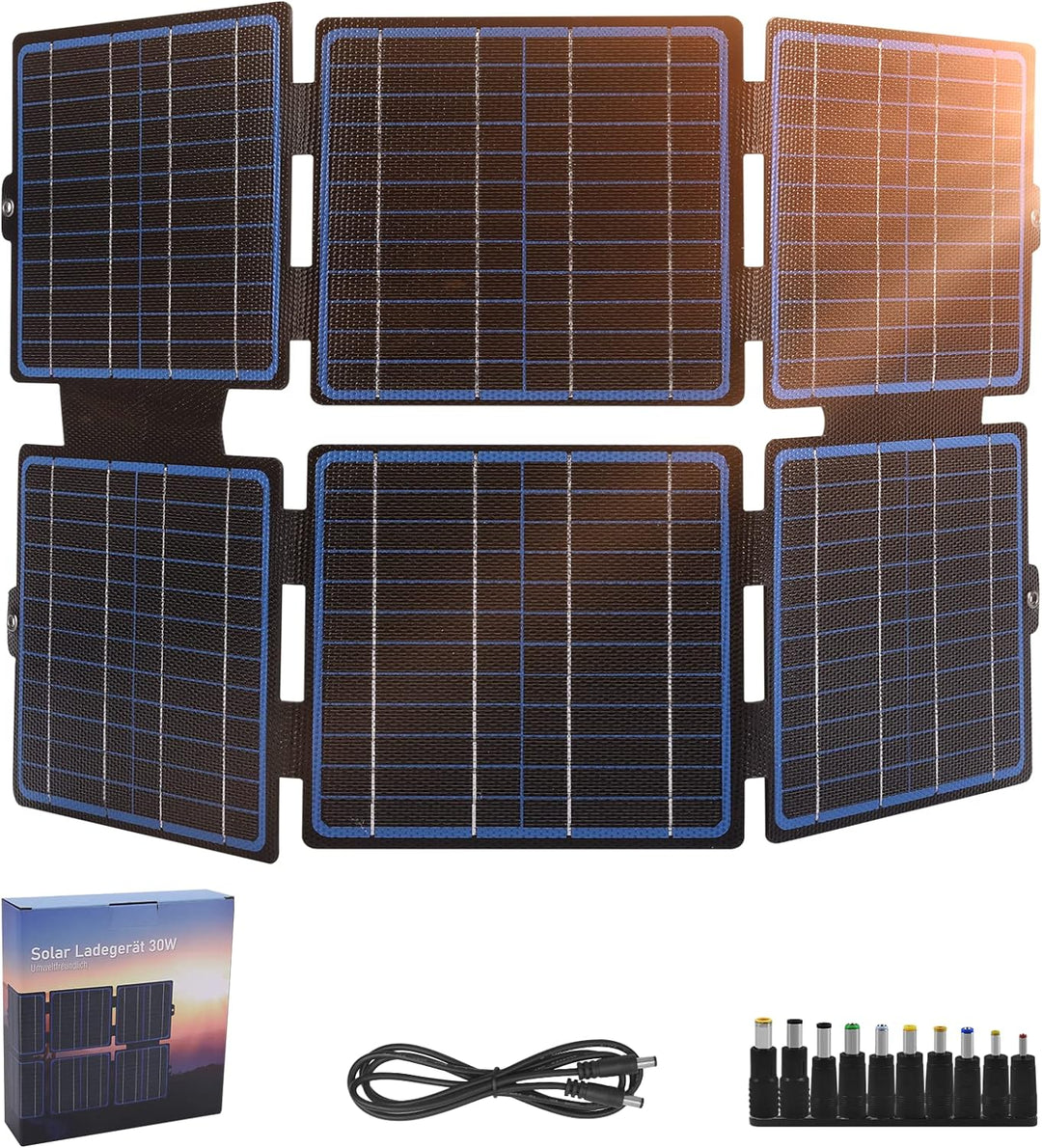 30W Solarpanel,faltbar solarladegerät powerbank solar für Handy Laptop,PD60 QC3.0 USB C Solar Panel