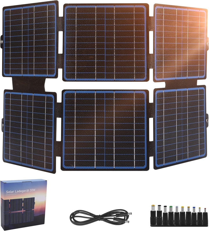 30W Solarpanel,faltbar solarladegerät powerbank solar für Handy Laptop,PD60 QC3.0 USB C Solar Panel