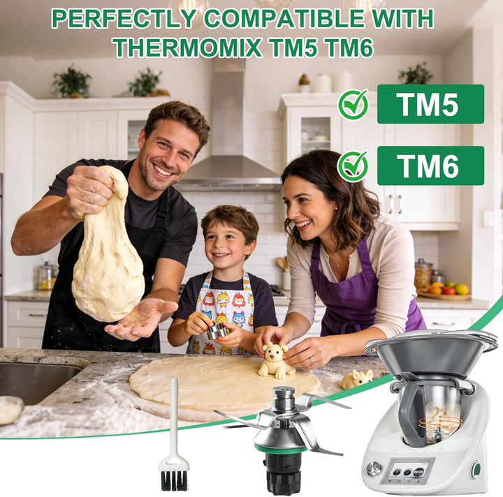 Messer für Vorwerk Thermomix TM5 TM6, Ersatzmesser Mixmesser mit Dichtring, Edelstahl-Teigmesser, Ed