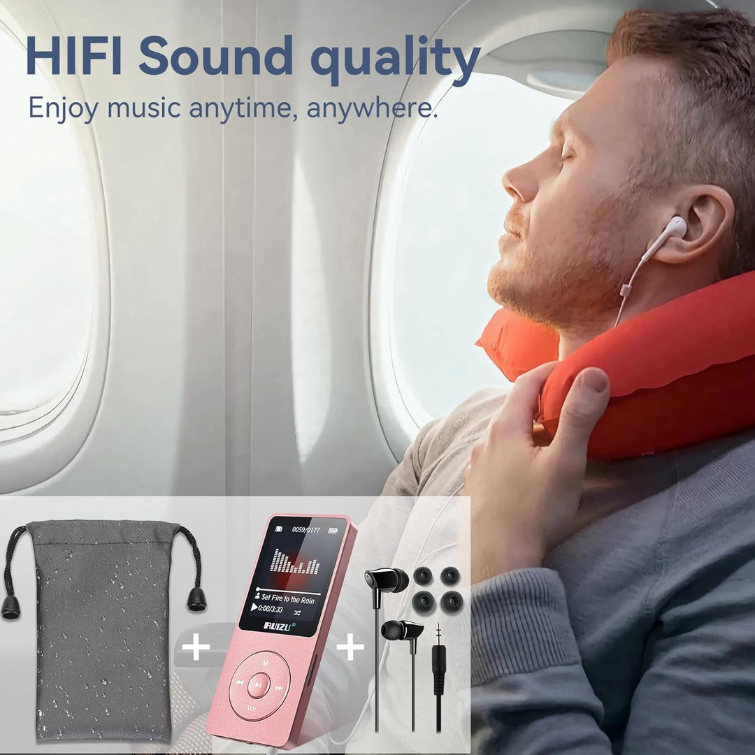 32GB MP3 Player mit Bluetooth 5.3, Ultraleicht (30 Gramm), bis zu 80 Stunden Akkulaufzeit, 1.8-Zoll-