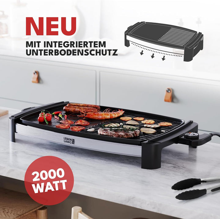 Elektrogrill Tischgrill elektrisch mit TÜV & GS 2200 Watt | 4 – 8 Personen BBQ Tisch Grill - Indoor