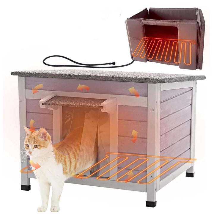 atzenhaus Hundehaus Katzenhöhle mit Terrasse und Treppe für drinnen und draussen (S-1 (Heated Liner)