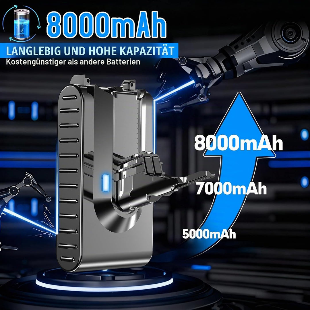 V8 Akku 8000mAh für Dyson, Ersatzakku für Dyson SV10 Kompatibel mit V8 Absolute Animal Fluffy Motörh