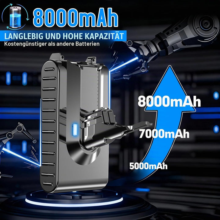 V8 Akku 8000mAh für Dyson, Ersatzakku für Dyson SV10 Kompatibel mit V8 Absolute Animal Fluffy Motörh