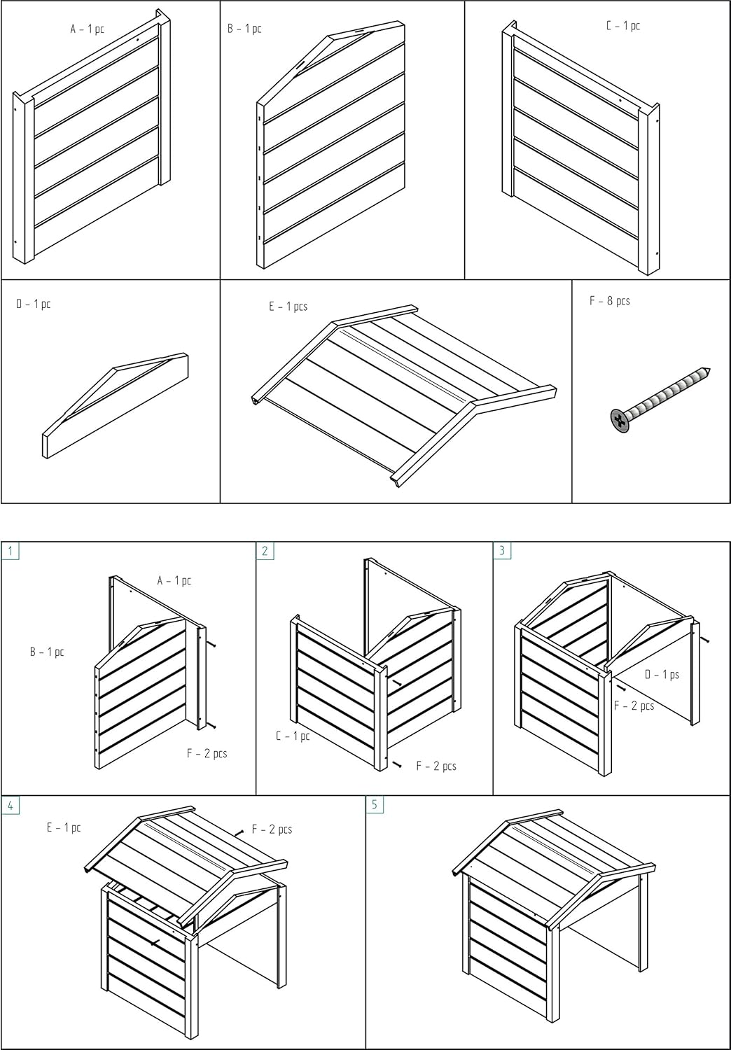 dobar 56198e Mähroboter-Garage aus Holz, Rasenroboter-Carport, 87x80x70 cm, Natur-weiss-anthrazit, B