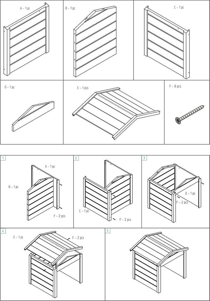 dobar 56198e Mähroboter-Garage aus Holz, Rasenroboter-Carport, 87x80x70 cm, Natur-weiss-anthrazit, B