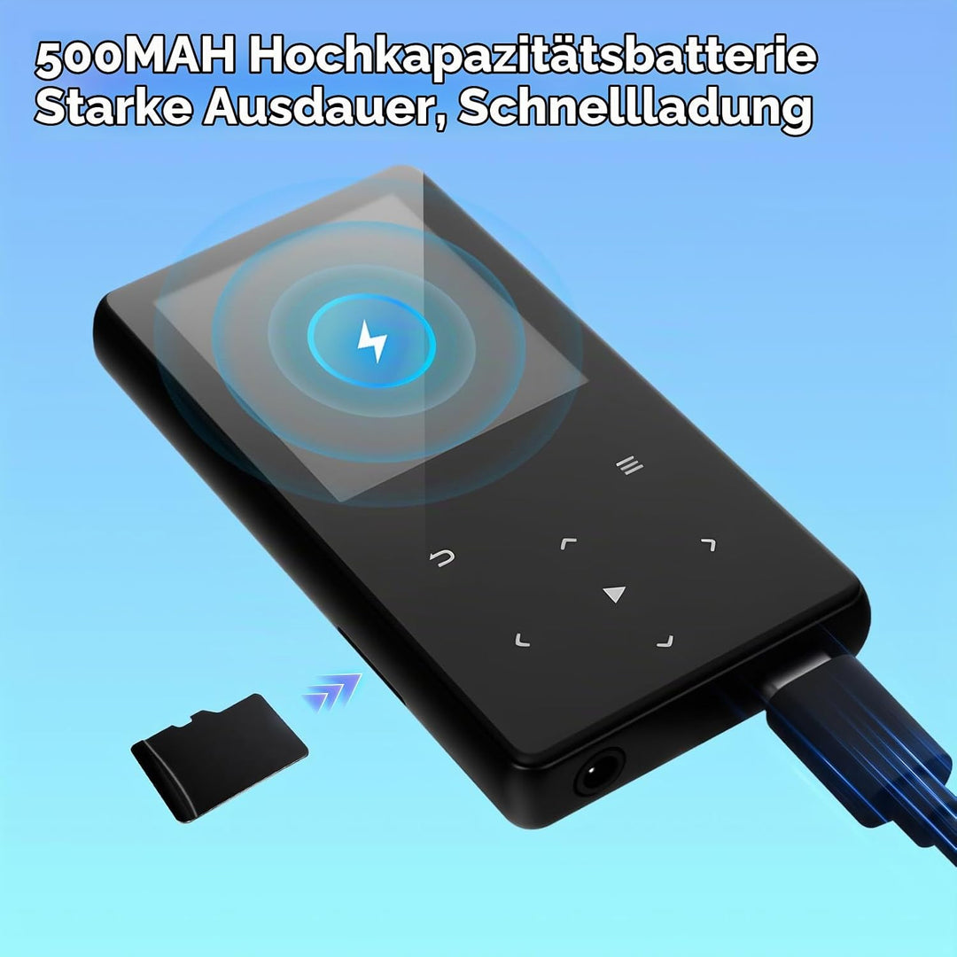MP3 Player 64GB mit Bluetooth, Mini Digitaler Musik Player mit Lautsprecher, FM Radio, HiFi Audio, M