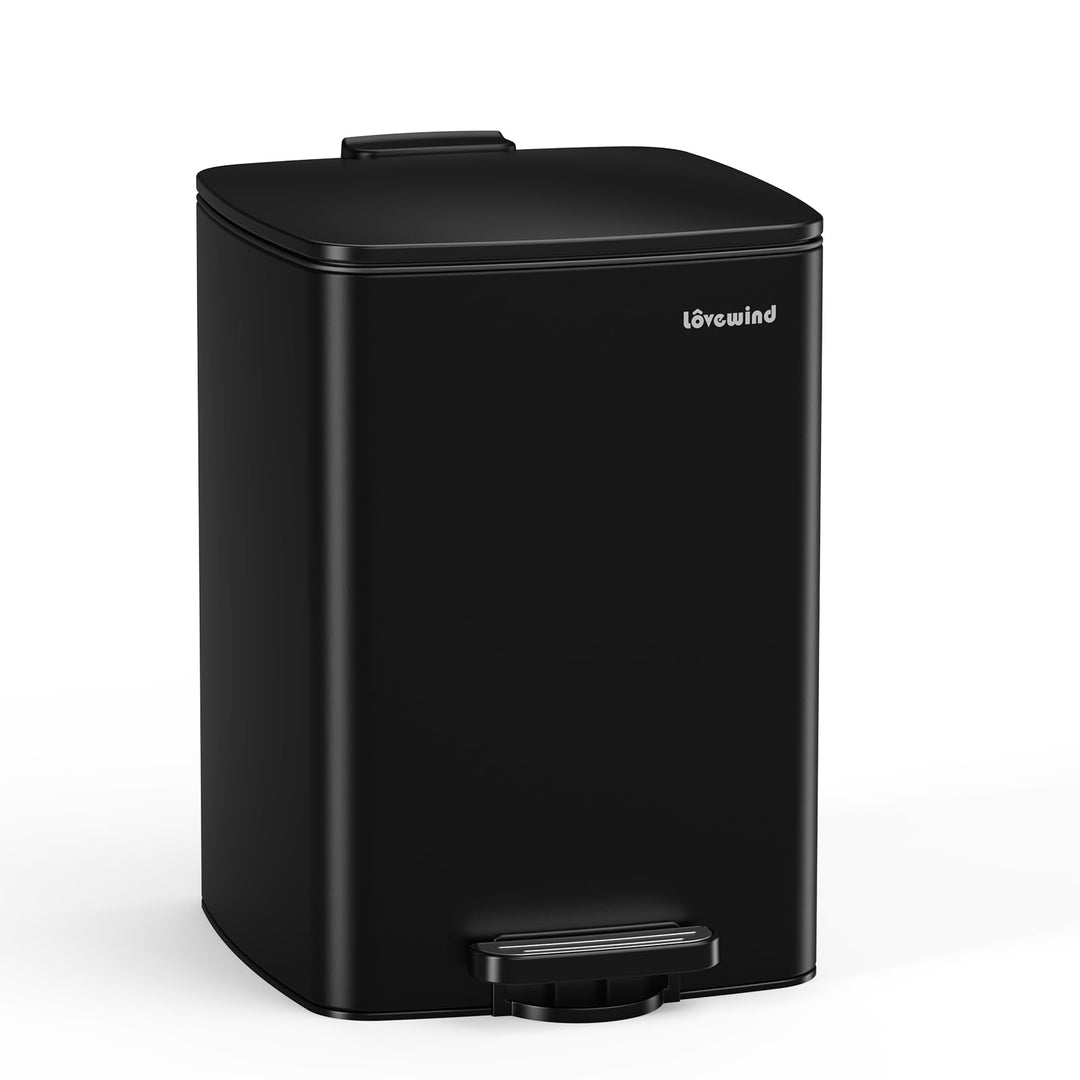 lovewind Küchenabfalleimer, 20L Schwarzer Mülleimer aus Edelstahl mit Pedal, mit Deckel und Inneneim