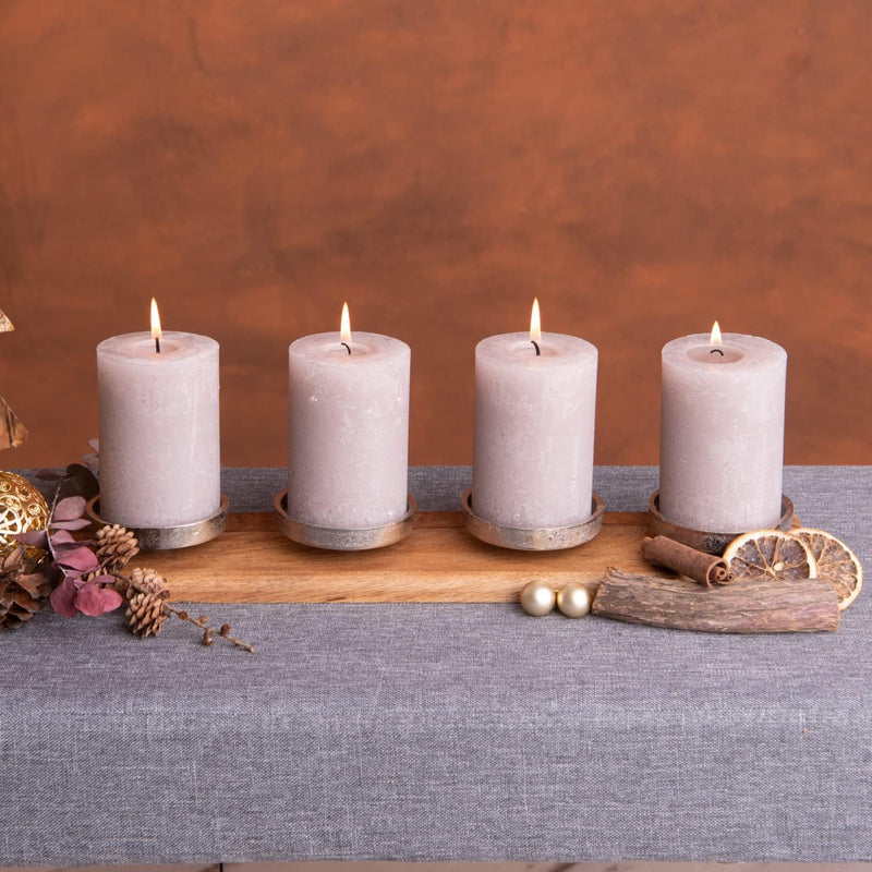 Adventskranz Holz für 4 Stumpenkerzen Advent Kerzenhalter länglich modern Kerzenständer Adventskranz