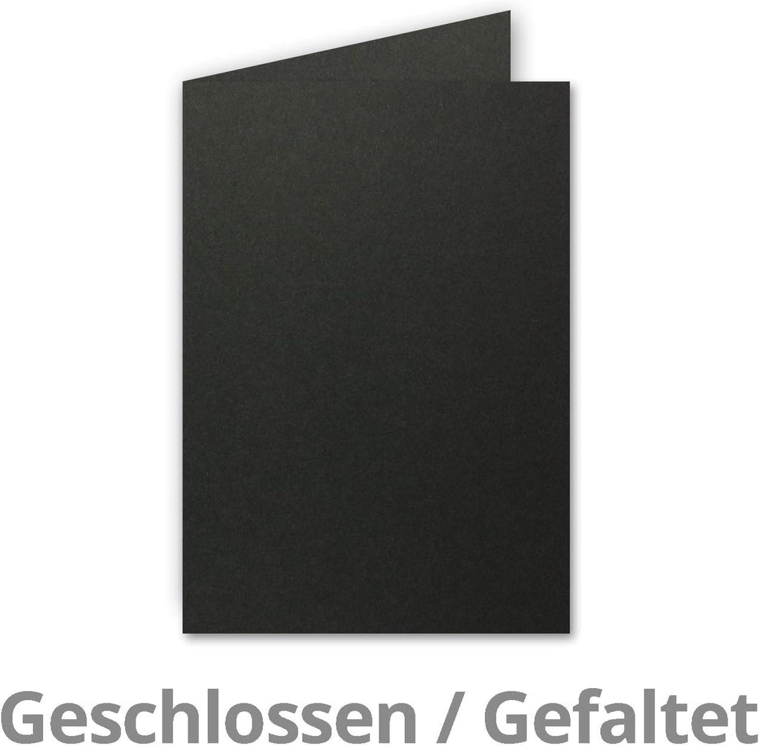 25x Faltkarten Set DIN A6/C6 mit Brief-Umschlägen in Schwarz - inklusive Einleger - 14,8 x 10,5 cm -