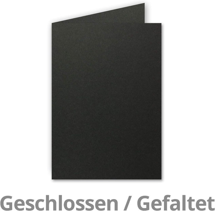 25x Faltkarten Set DIN A6/C6 mit Brief-Umschlägen in Schwarz - inklusive Einleger - 14,8 x 10,5 cm -