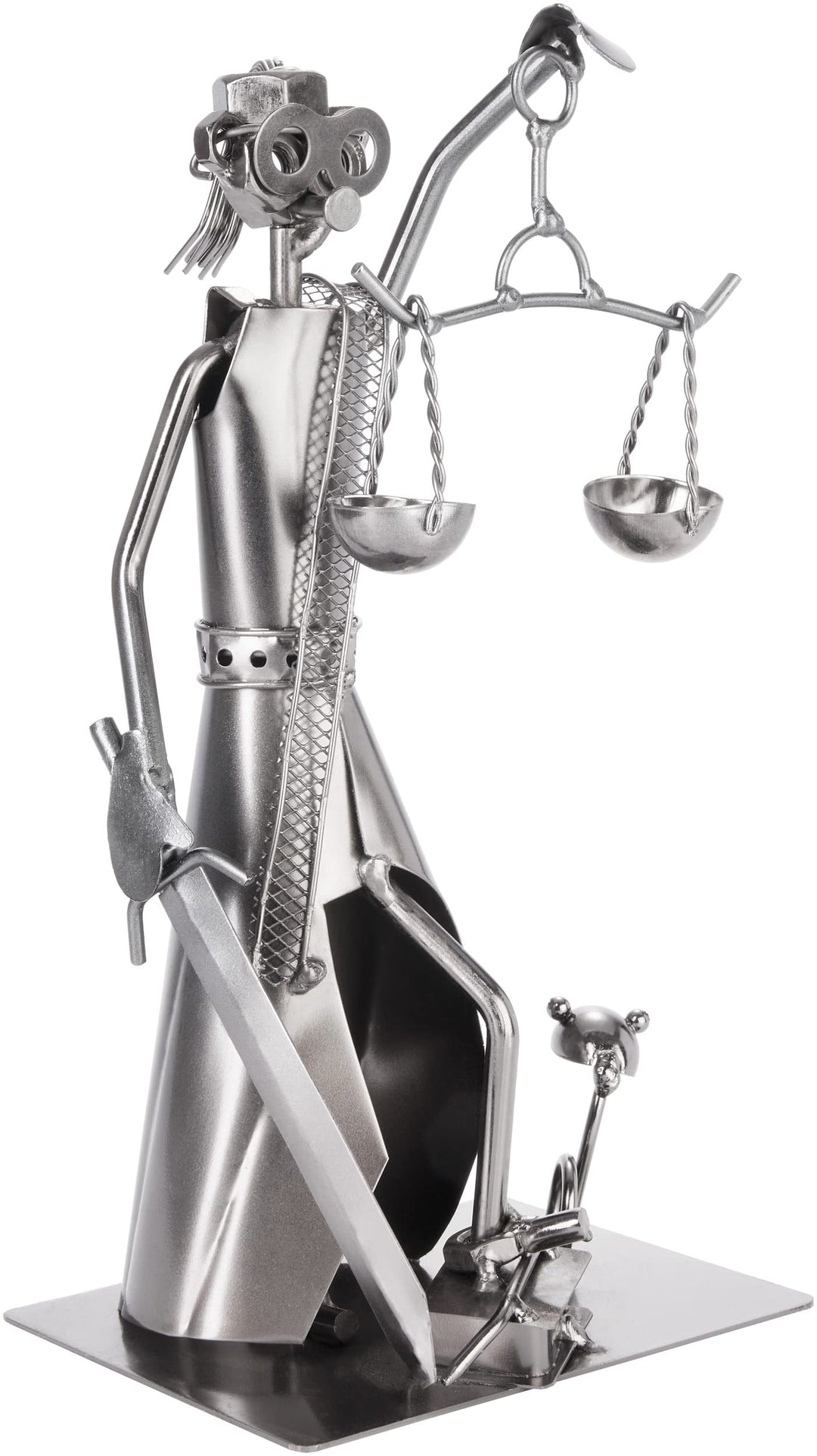 BRUBAKER Schraubenmännchen Justitia mit Schlange und Waage - Jura Eisenfigur Metallmännchen - Handar