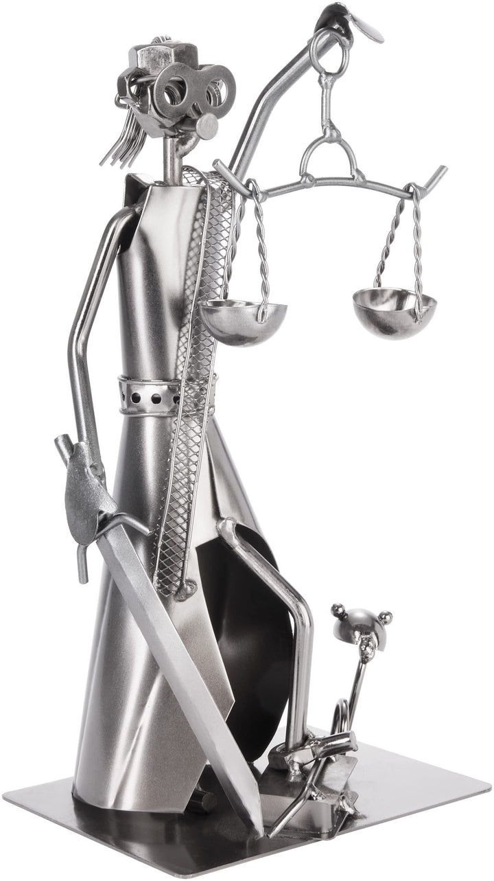 BRUBAKER Schraubenmännchen Justitia mit Schlange und Waage - Jura Eisenfigur Metallmännchen - Handar