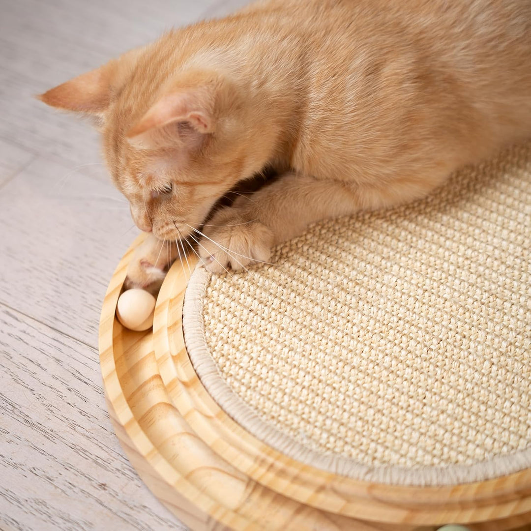 CheerPals Sisal Kratzbrett - 2-IN-1 Katzen Spielzeug, Massives Kiefernholz &amp; Natürliche Sisal Pad &amp;