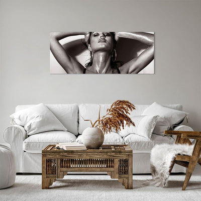 Panorama Bilder auf Leinwand 100x40cm Leinwandbild Frau Eleganz Sommer nass Gross Wanddeko Bild Schl