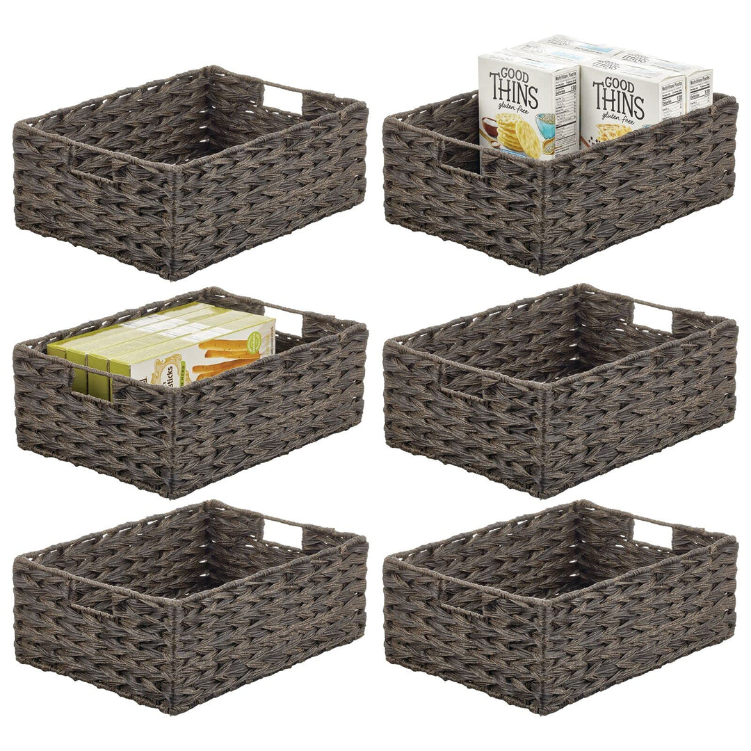 mDesign Woven Farmhouse Kitchen Pantry Food Storage Organizer Basket Box - Container Organization fo