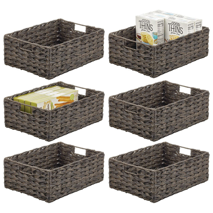 mDesign Woven Farmhouse Kitchen Pantry Food Storage Organizer Basket Box - Container Organization fo