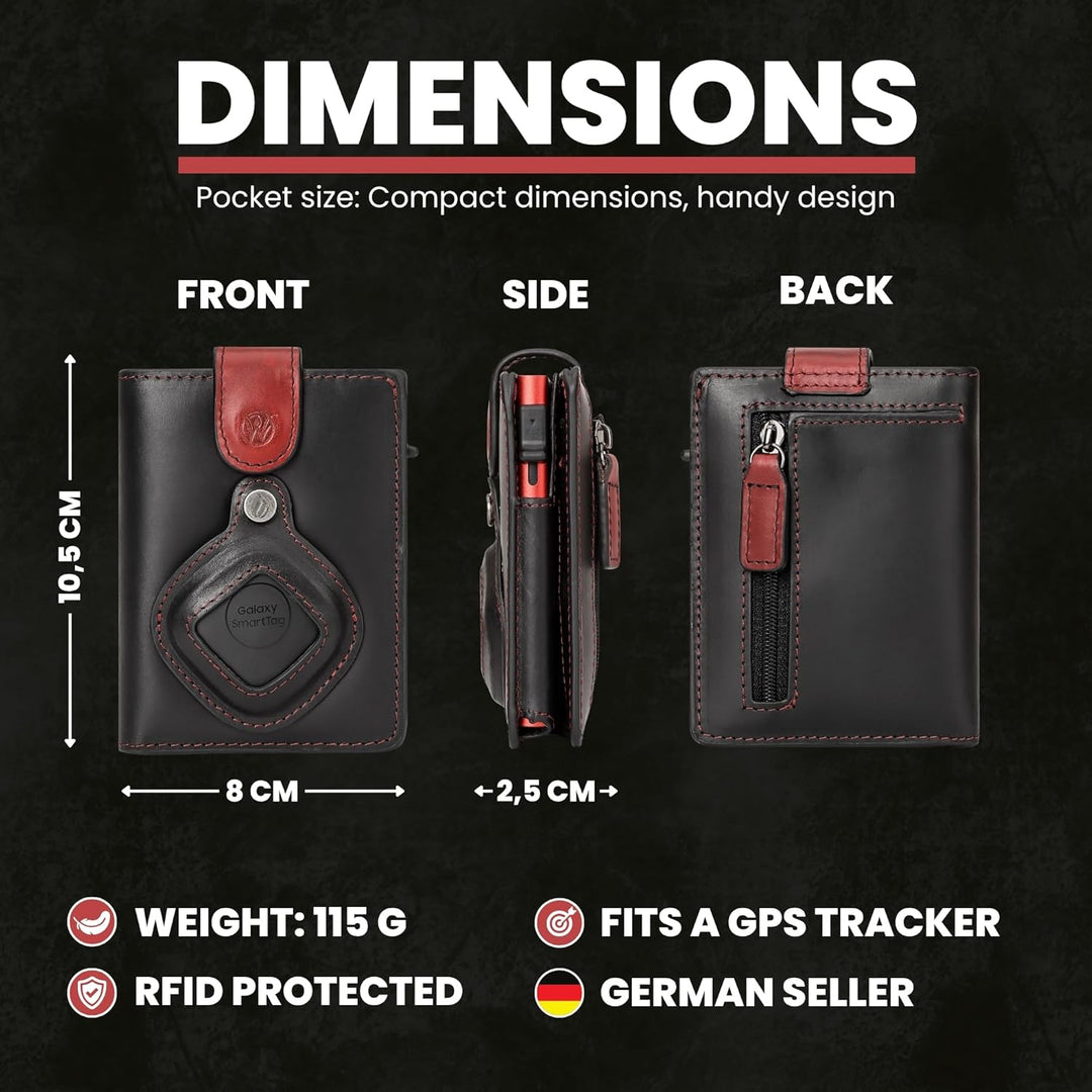 Will Fire® MagFlap® MultiTag | Airtag Android Wallet für Samsung Galaxy Smart Tag + Tile Chipolo ATU