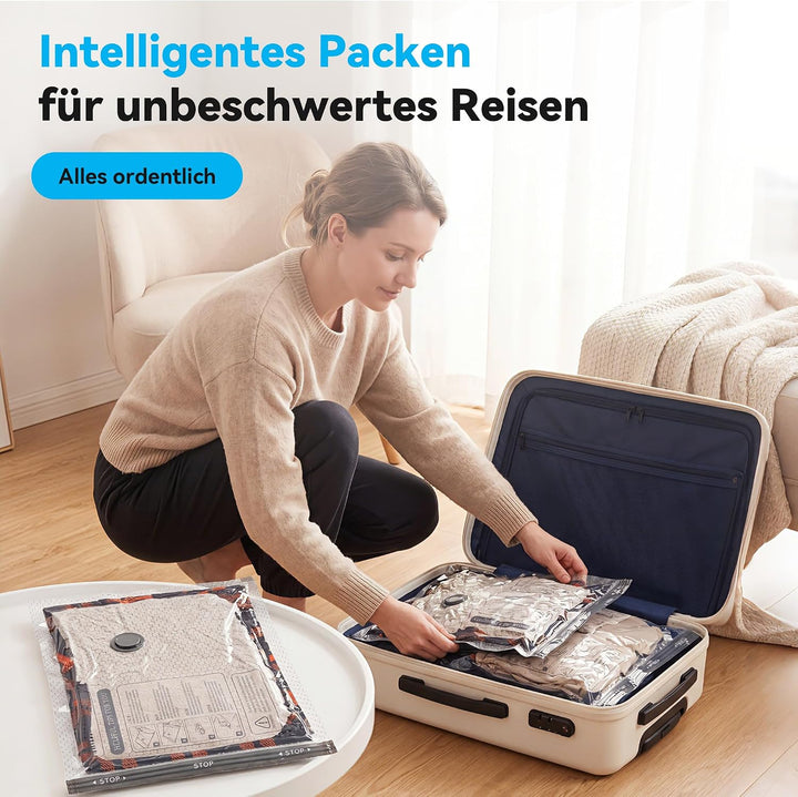Vakuumbeutel für Kleidung Reise mit Kabellose Pumpe,16 Stück Vacuum Storage Bags für bettdecken in 4