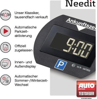 2X Park Lite elektronische Parkscheibe Digitale Parkuhr schwarz mit offizieller Zulassung vom KBA -