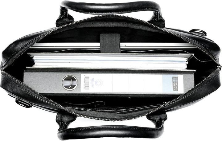 SID & VAIN Laptoptasche schmal BOSTON aus Premium Leder I Business-Tasche gross für Herren und Damen