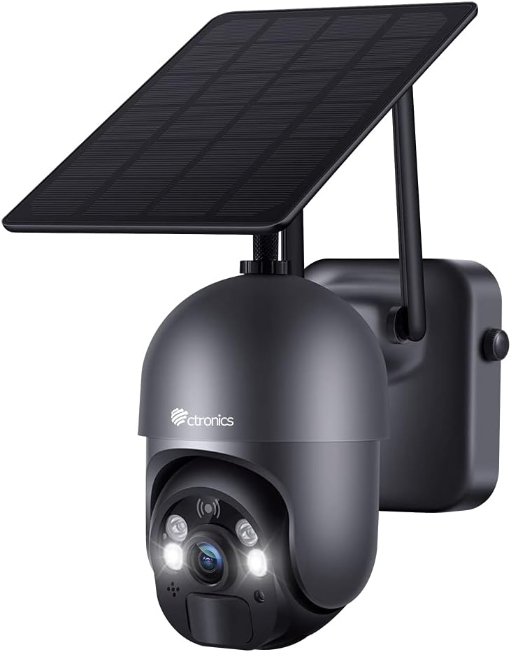 Ctronics Überwachungskamera Aussen Akku 15000mAh 355°/95° Schwenkbar mit Solarpanel, 100% Kabellos P
