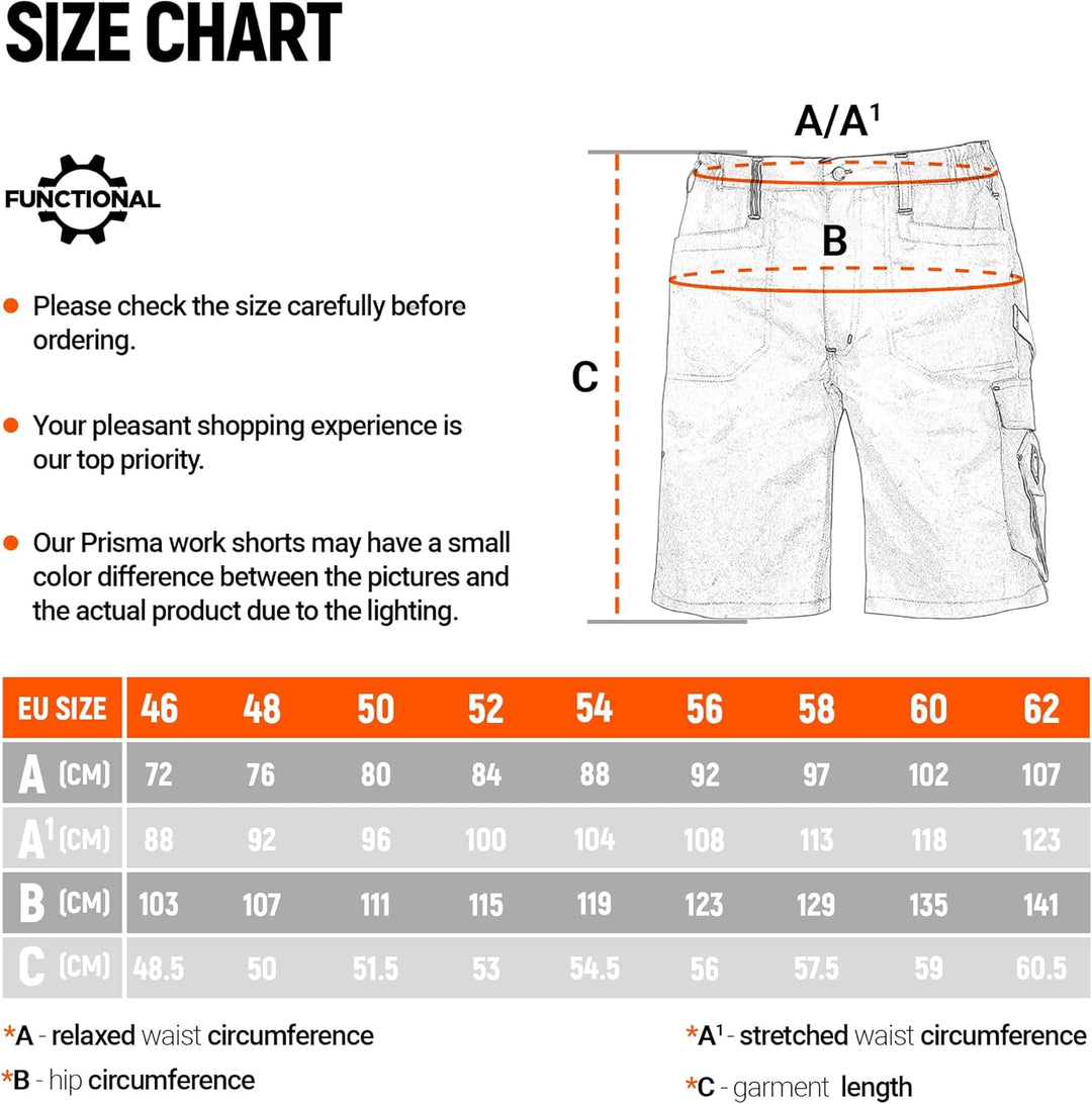 Prisma Arbeitsshorts - Kurze Arbeitshose Herren - Kurze Arbeitshosen Herren - Herren Cargohose Kurz