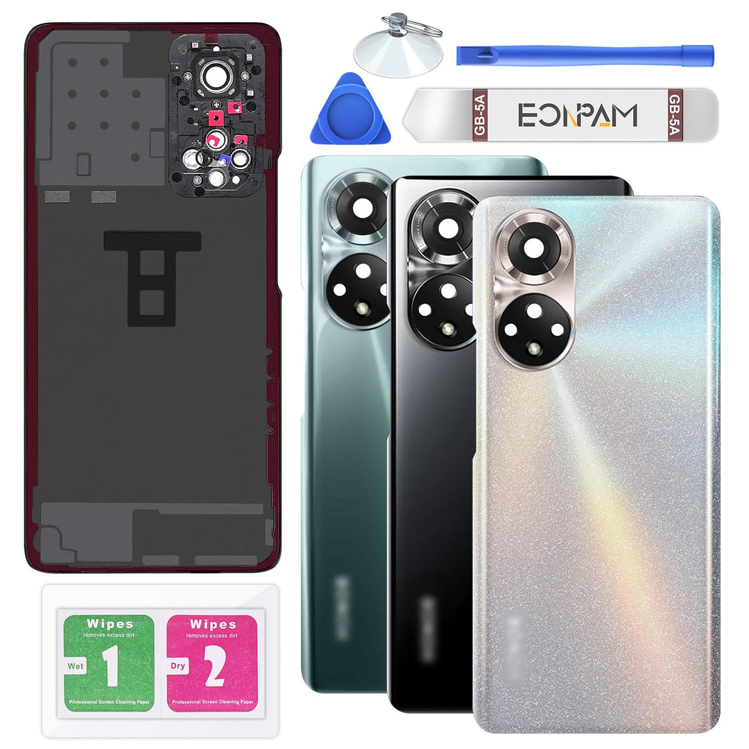 Eonpam Akkudeckel für Honor 50 Rückseite Glas Original Backcover Back Glas Ersatz Reparatur Set mit