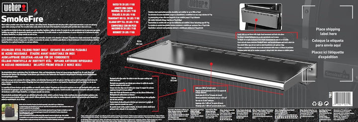 Weber SmokeFire EX4 / EPX4 Fronttisch/abklappbar, zusätzliche Ablagefläche für Grillgut, einfache Mo