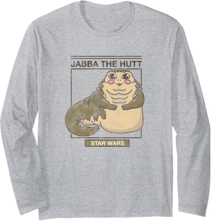 Star Wars Jabba The Hutt Cartoon Cute Portrait Grid Langarmshirt