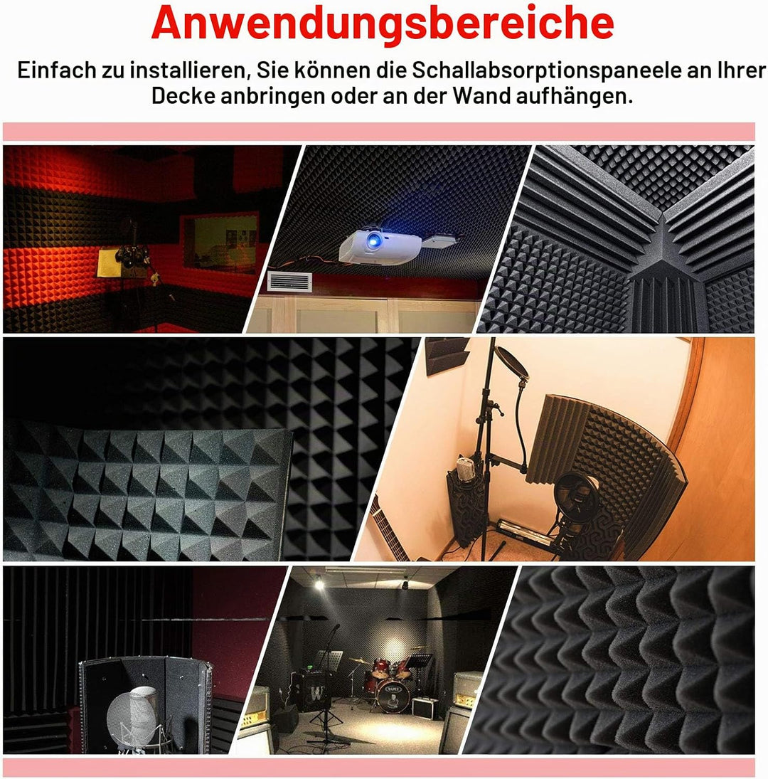 AGPtEK Schalldämmende Polsterung 24 Stück Schaumstoff-Dämmplatten 25 x 25 x 5 cm Akustikschaumstoff