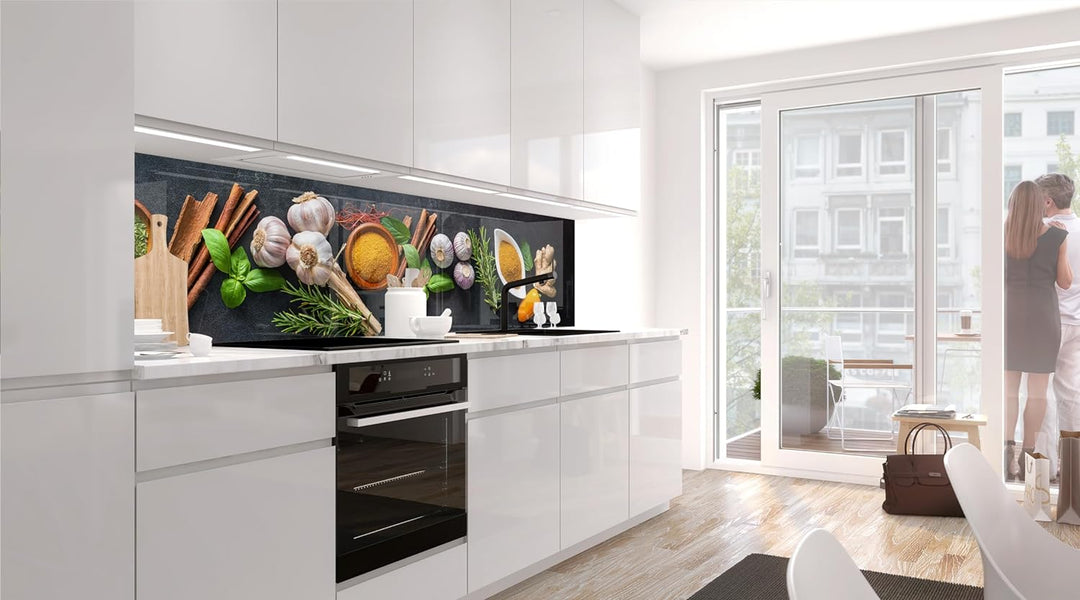 StickerProfis Küchenrückwand selbstklebend Glasoptik - GEWÜRZSCHALEN - 1.8mm, Versteift, alle Unterg