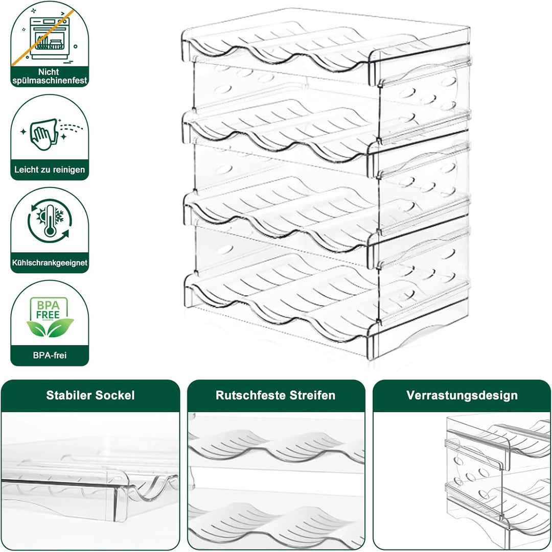 Stapelbarer Flaschenhalter – Für 12 Flaschen, geeignet für Kühlschrank, Schrank, Arbeitsplatte und B