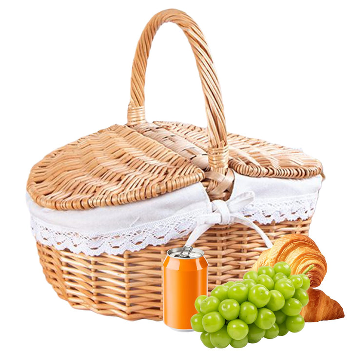 Niedlicher Picknickkorb mit Einzelgriff - Leerer Weiden Aufbewahrungskorb,Grosser Weidenkorb Für Sch