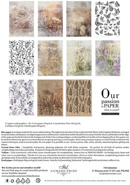 ITD Collection -Scrapbooking Paket A4 Zubehör-Decoupage Set-Scrapbook Papier Satz mit Pergamentpapie