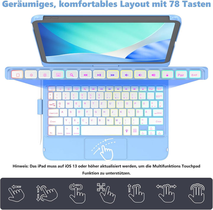 FUWANG Tastatur Hülle für iPad A16 Hülle mit Tastatur iPad Hülle mit Tastatur 11 Hülle mit Tastatur