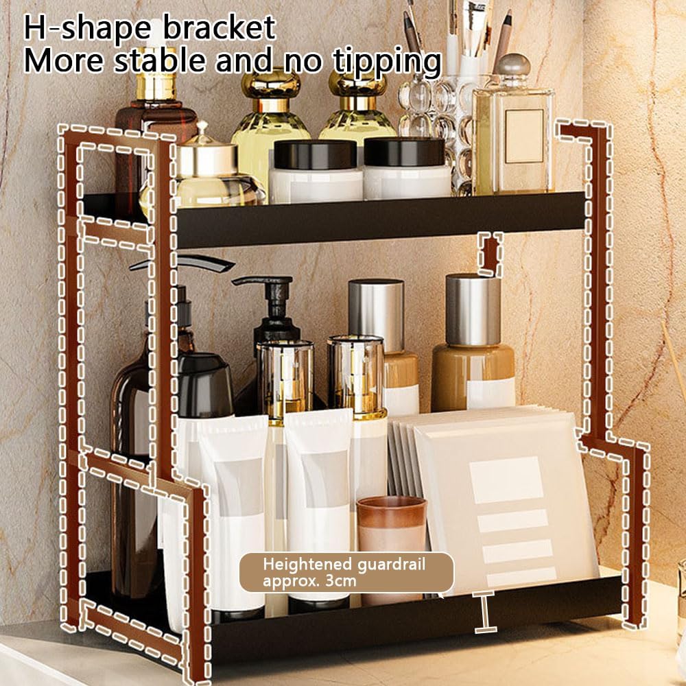 NUODWELL Badezimmer-Organizer mit 2 Ebenen, Aufbewahrungsregal, Parfüm-Organizer, Make-up-Organizer
