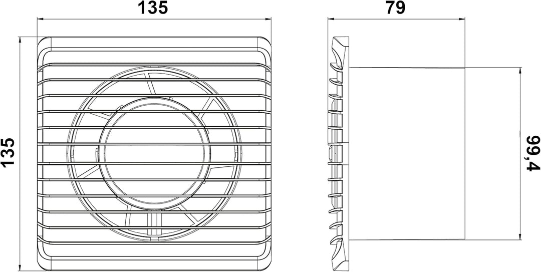 MKK Badlüfter Ø 100 125 80 mm Wandlüfter Ventilator Wandventilator Küche Kleinraum