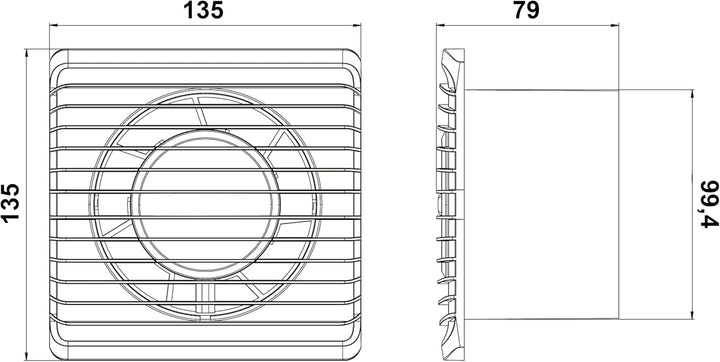 MKK Badlüfter Ø 100 125 80 mm Wandlüfter Ventilator Wandventilator Küche Kleinraum