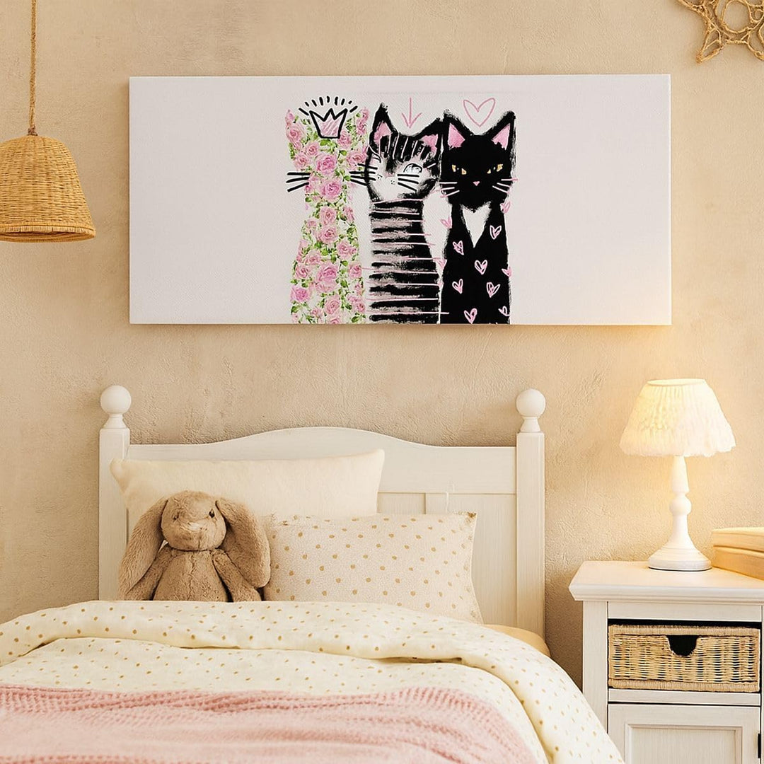 Wandbilder Dekoration Wohnzimmer Katzen Blumen Tiere Panorama Bilder auf Leinwand 120x50cm Leinwandb