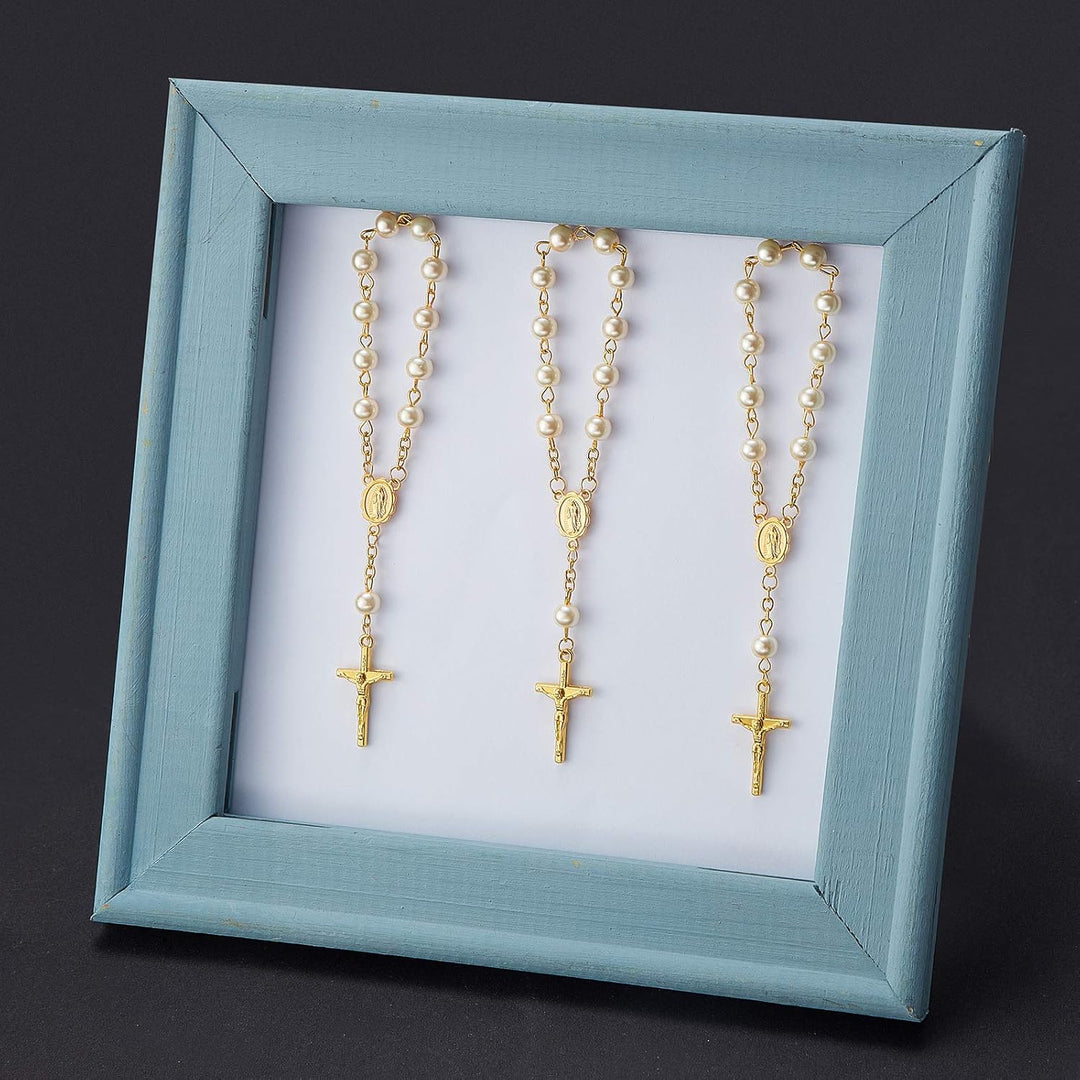30 Stück Acryl Rosenkranz Perlen Finger Rosenkränze Kunstperlen für Taufe Gefälligkeiten Taufe Kommu