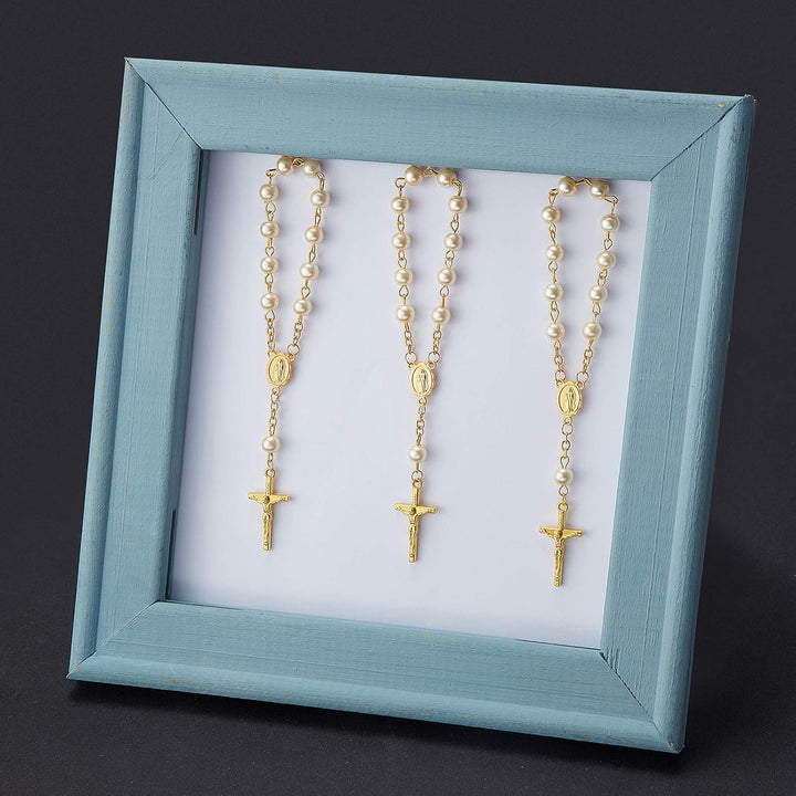30 Stück Acryl Rosenkranz Perlen Finger Rosenkränze Kunstperlen für Taufe Gefälligkeiten Taufe Kommu