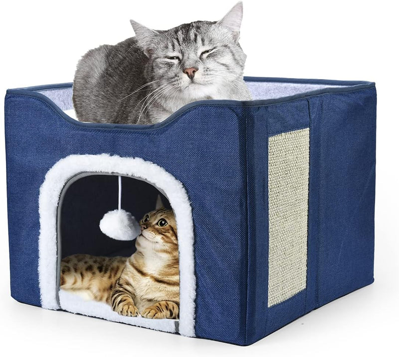 YUDOXN Faltbares Haus für Katzen mit Terrasse, zusammenklappbar, Höhle für Katzen und kleine Hunde,