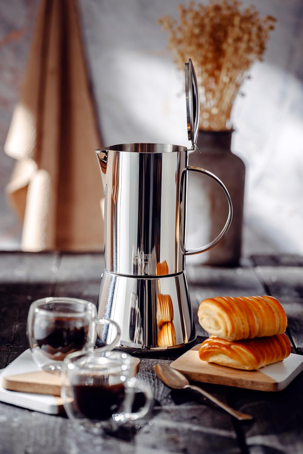 CAMRY - Klassischer Espressokocher aus Edelstahl 500 ml - Induktionsfähiger Mokkakanne für alle Arte