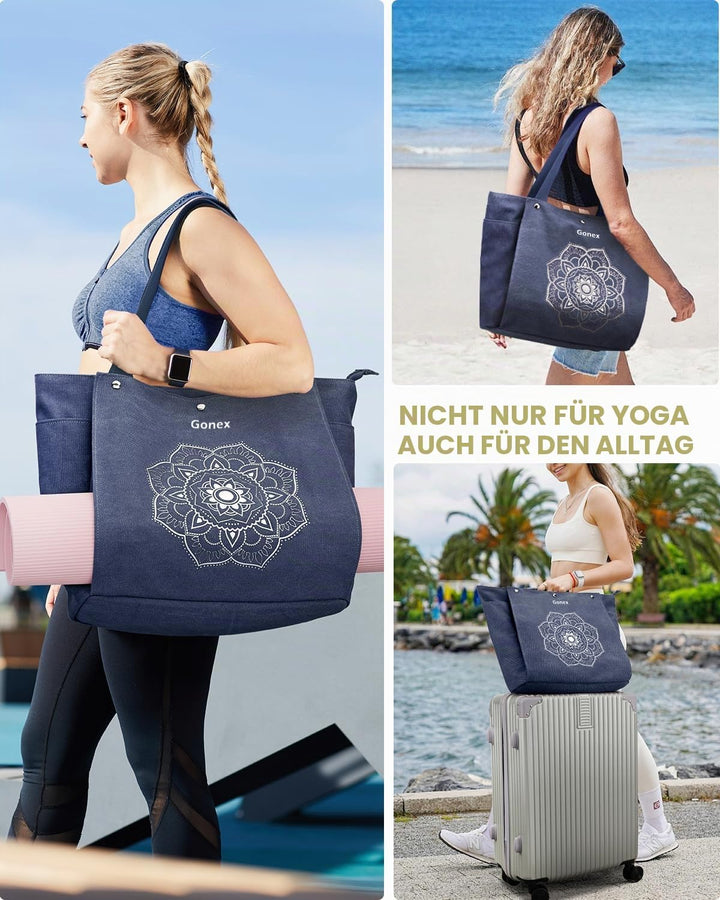 Gonex Yogatasche, Yogamatte Tasche mit Mehreren Taschen für Damen und Herren, Canvas wasserdichte To