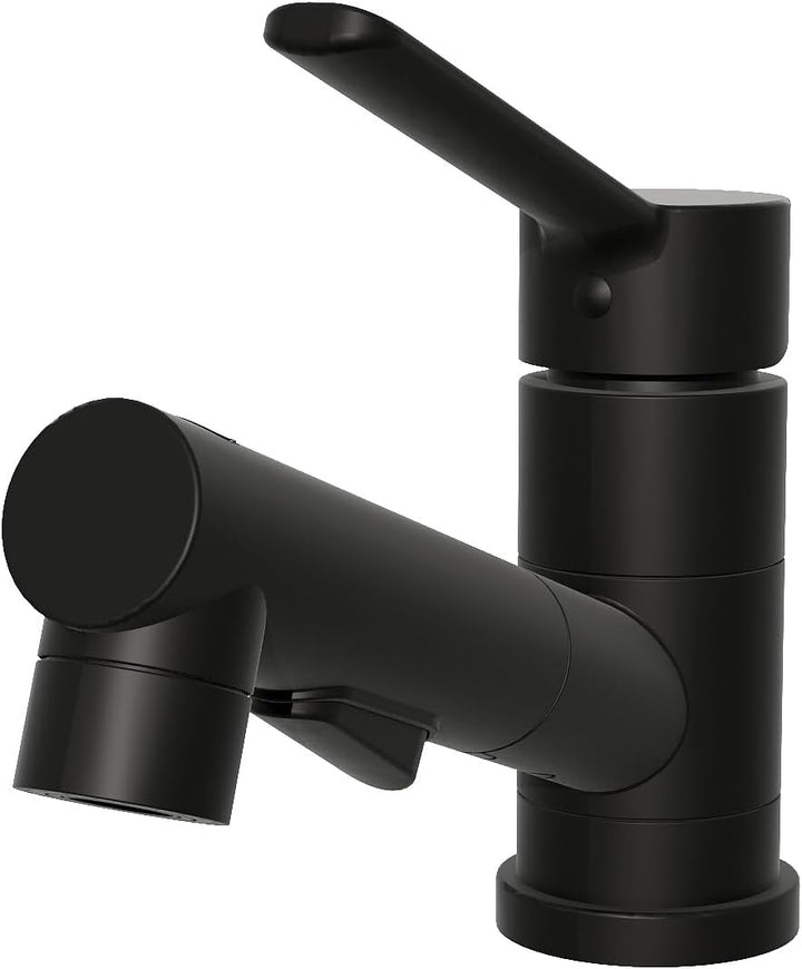 Wasserhahn Bad Schwarz, SEMANEY Hochdruck Waschtischarmatur mit Brause 3 Wasserstrahlarten, 180° Dre