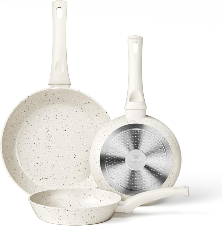 Innerwell Antihaft Pfannenset 3-teilig 20+24+28 cm aus Granit, Pfannen Induktion mit Antihaftbeschic