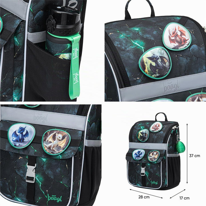 Baagl Schulranzen Jungen Mädchen für 1. Klasse - Ergonomische Schultasche für Kinder - Schulrucksack
