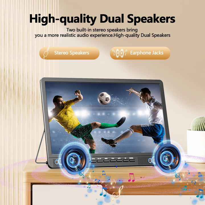 DESOBRY 18-Zoll Kleiner Fernseher mit Antenne, Tragbarer Fernseher mit Freeview DVB/T2 Tuner, HD 108
