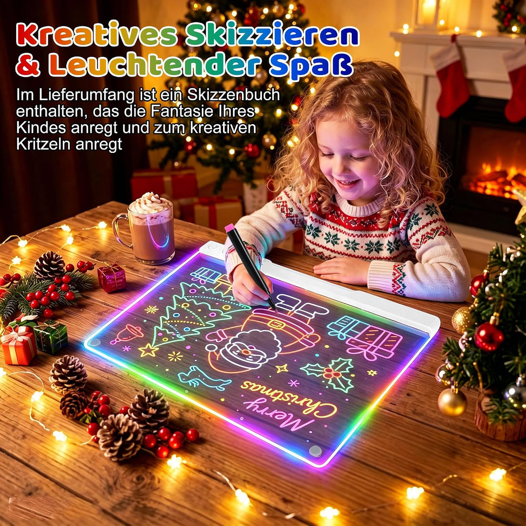 19 Zoll LED Zeichenbrett Kinder, Wiederaufladbare LED Maltafel 40x30cm, Geschenk Jungen Mädchen 3 4